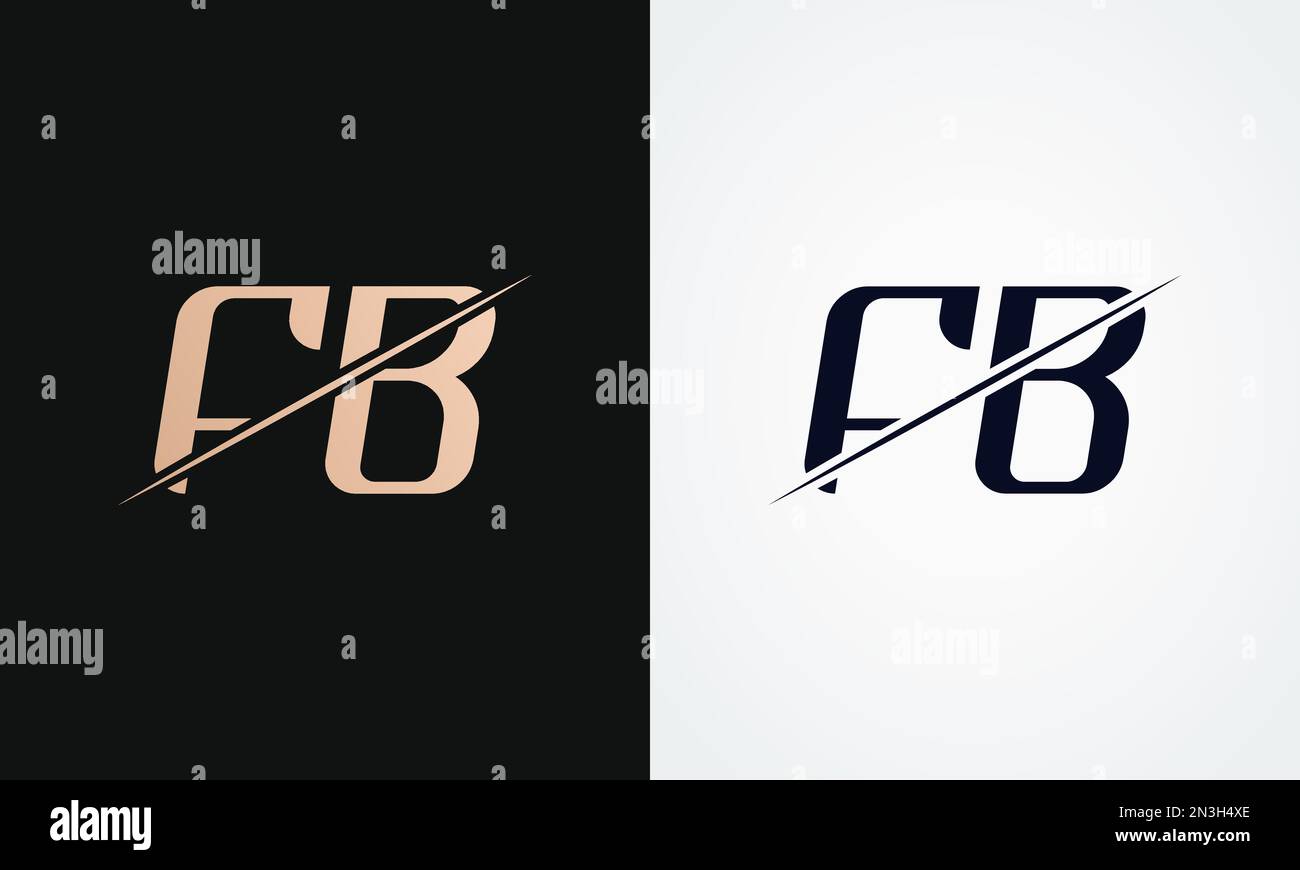 Modello vettoriale per il design del logo FB Letter. Design con logo FB in oro e nero Illustrazione Vettoriale