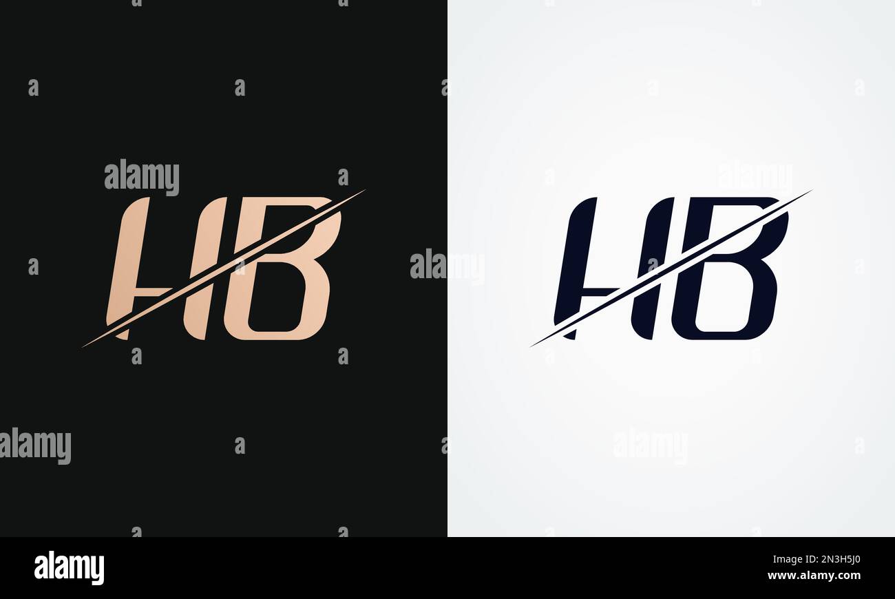 Modello vettoriale con logo HB Letter Design. Logo Hb in oro e nero Illustrazione Vettoriale