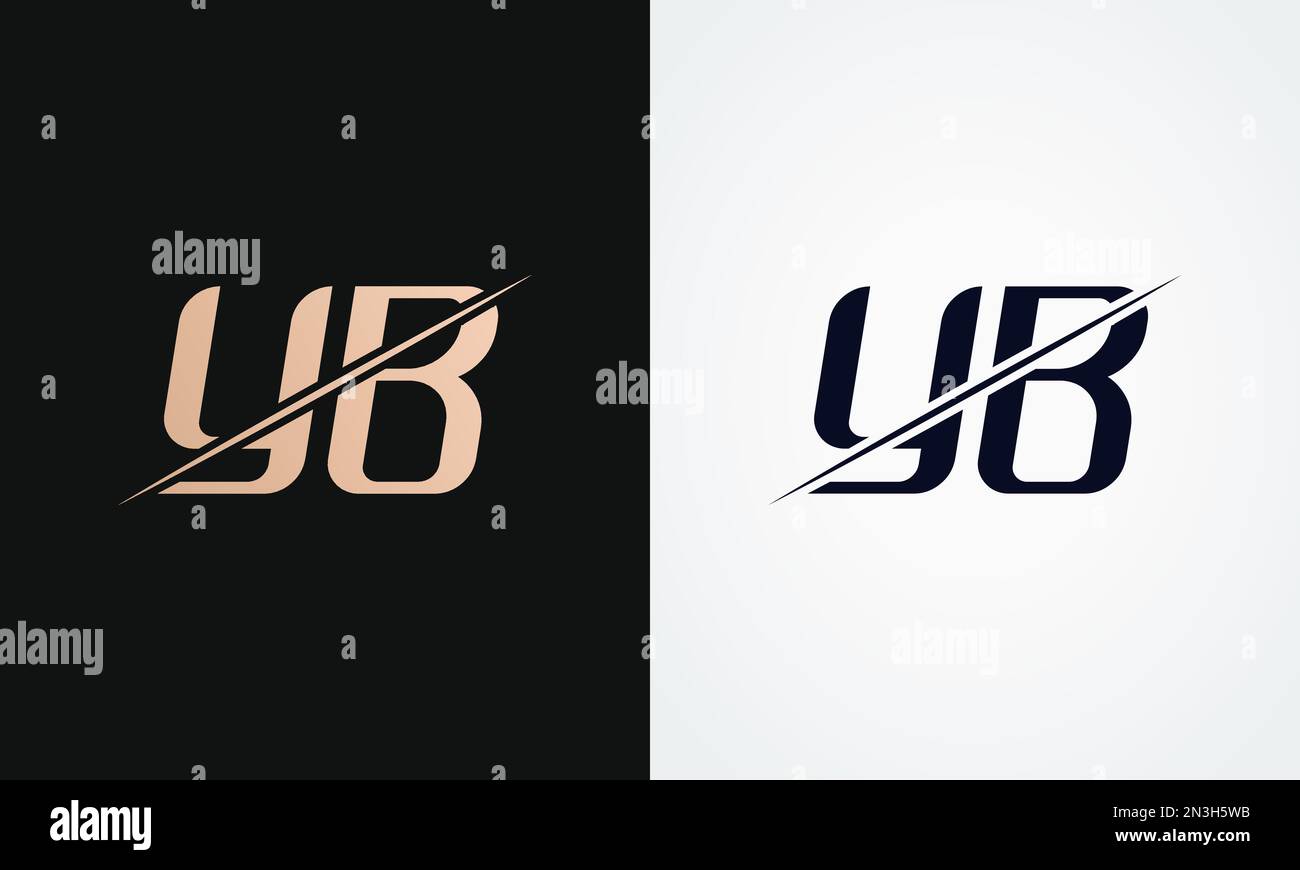 Modello vettoriale per il design del logo Yb Letter. Logo Yb lettera oro e nero Illustrazione Vettoriale
