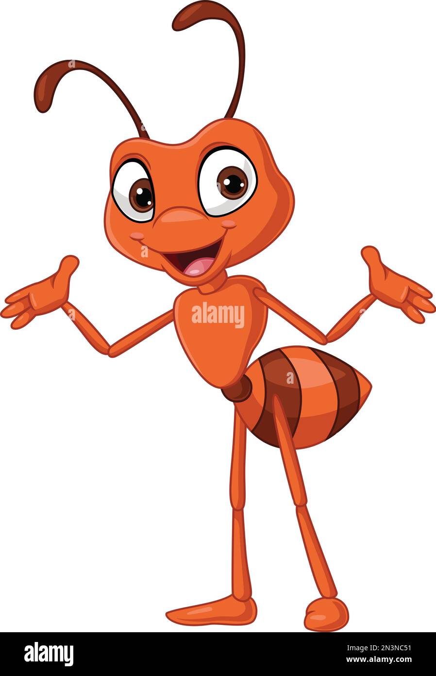 Cartone animato simpatico formica su sfondo bianco Illustrazione Vettoriale