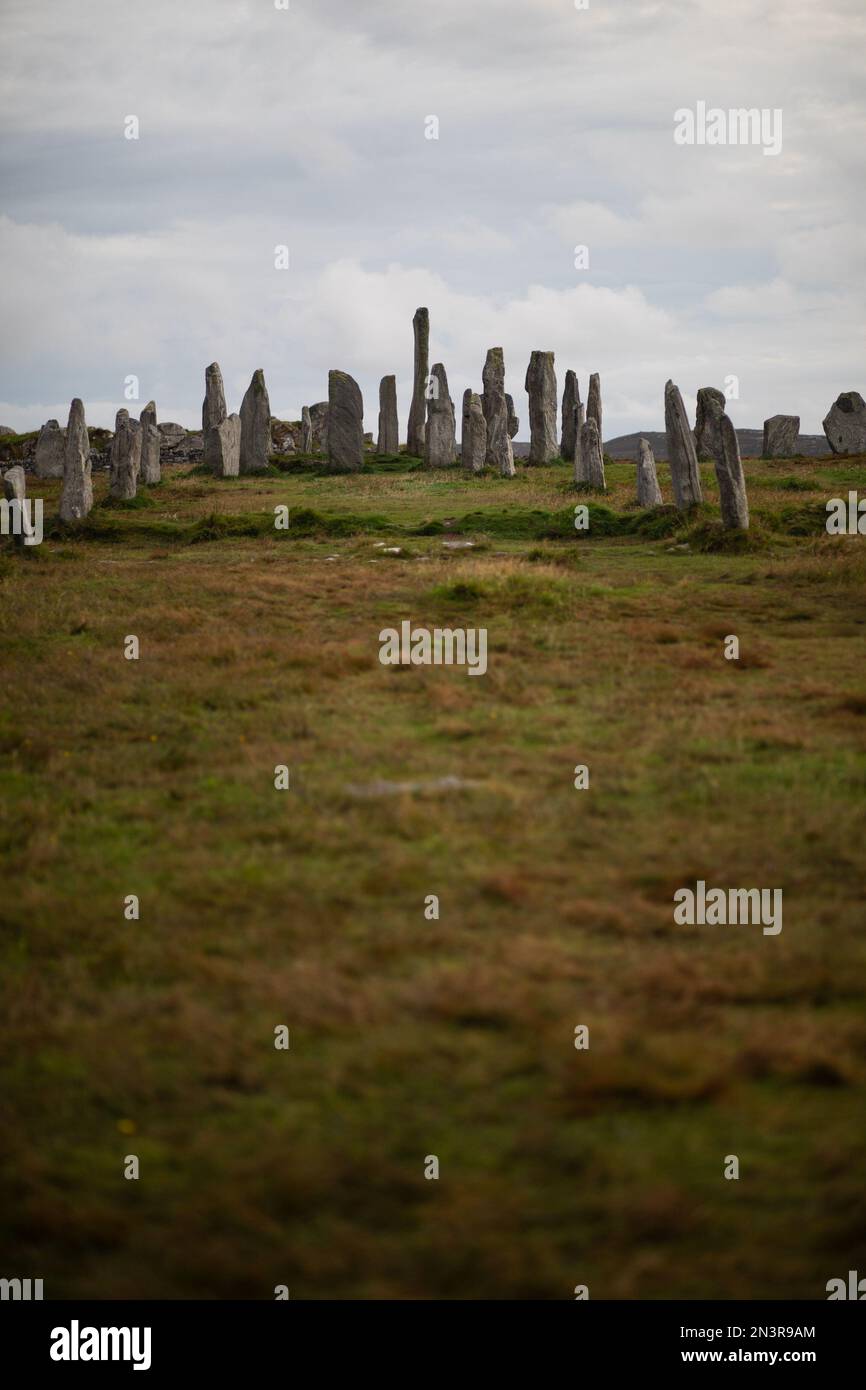 Callanish Stones Isola di Lewis Scozia ( Standing Stone Circle ) Foto Stock