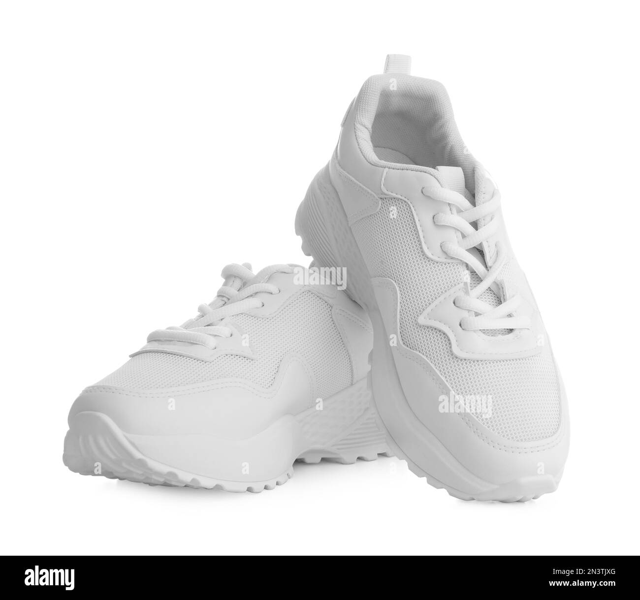 Sneaker eleganti su sfondo bianco. Scarpe alla moda Foto Stock