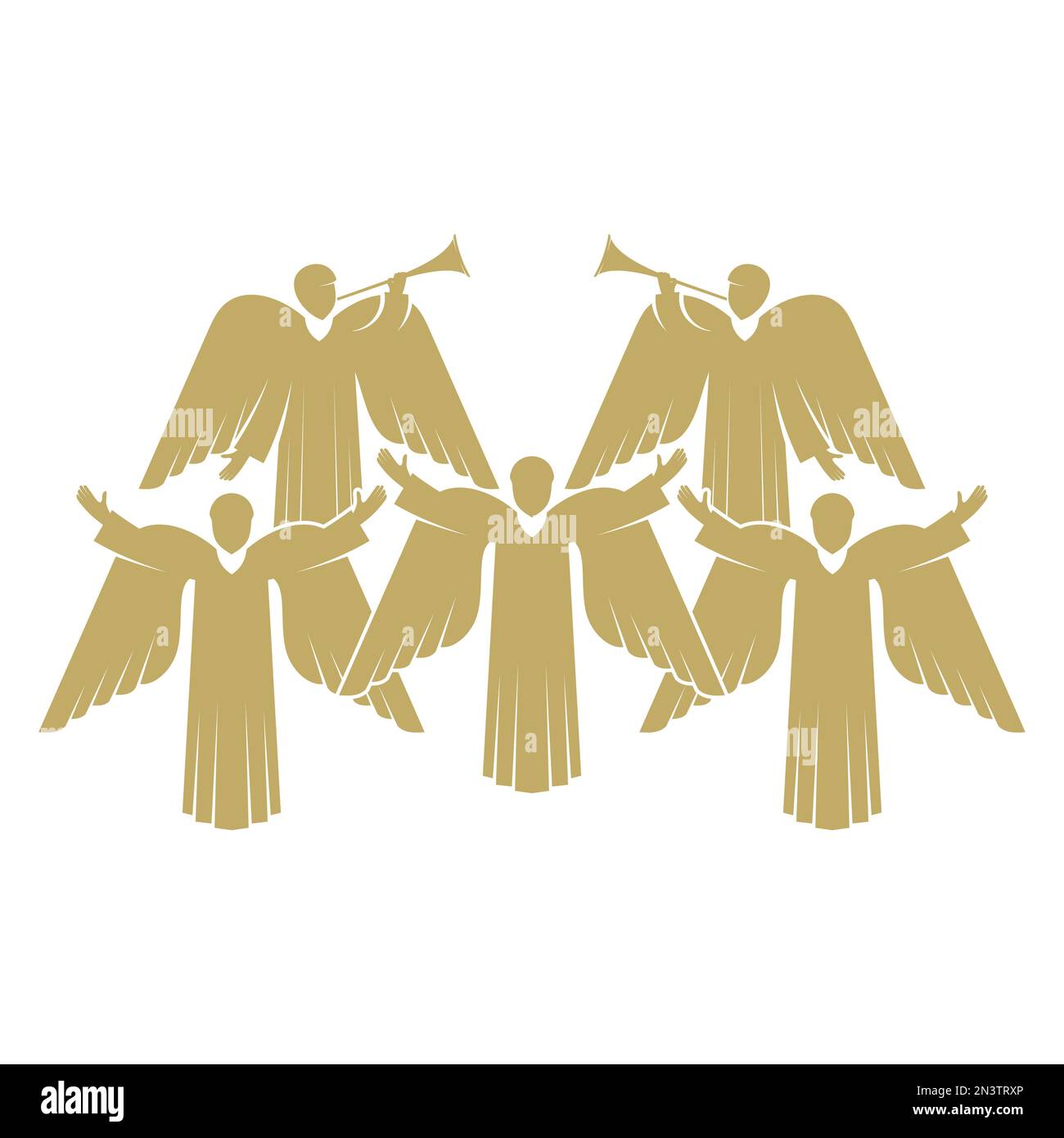 Illustrazione vettoriale. Un coro di angeli che lodano Dio in cielo. Illustrazione Vettoriale