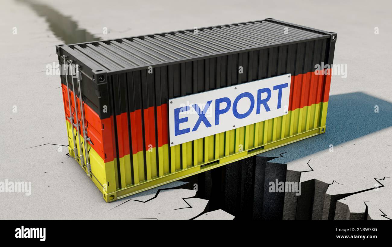Immagine simbolica sul tema del declino dell'economia tedesca delle esportazioni Foto Stock