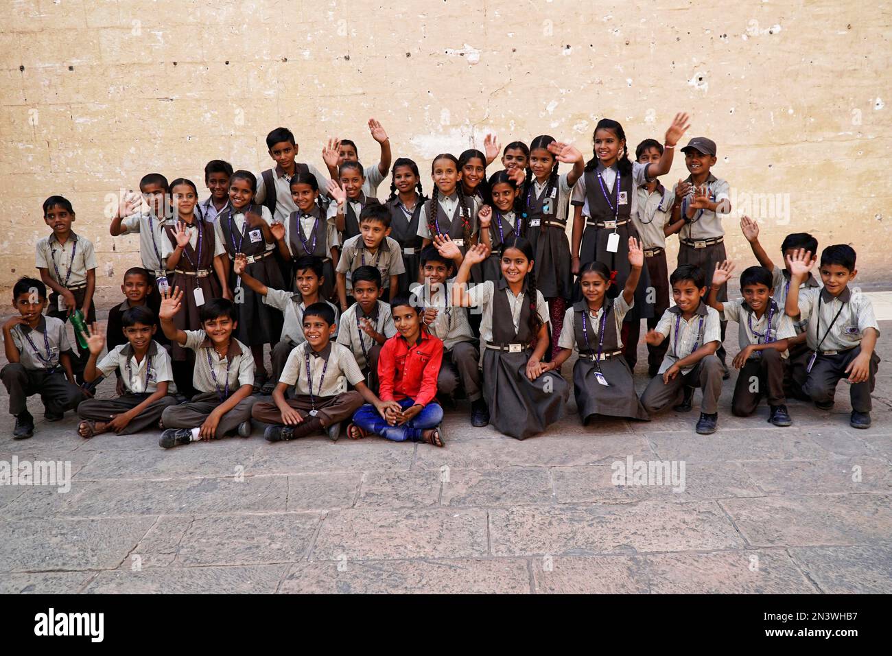Gita scolastica a Jodhpur, Rajasthan, India Foto Stock