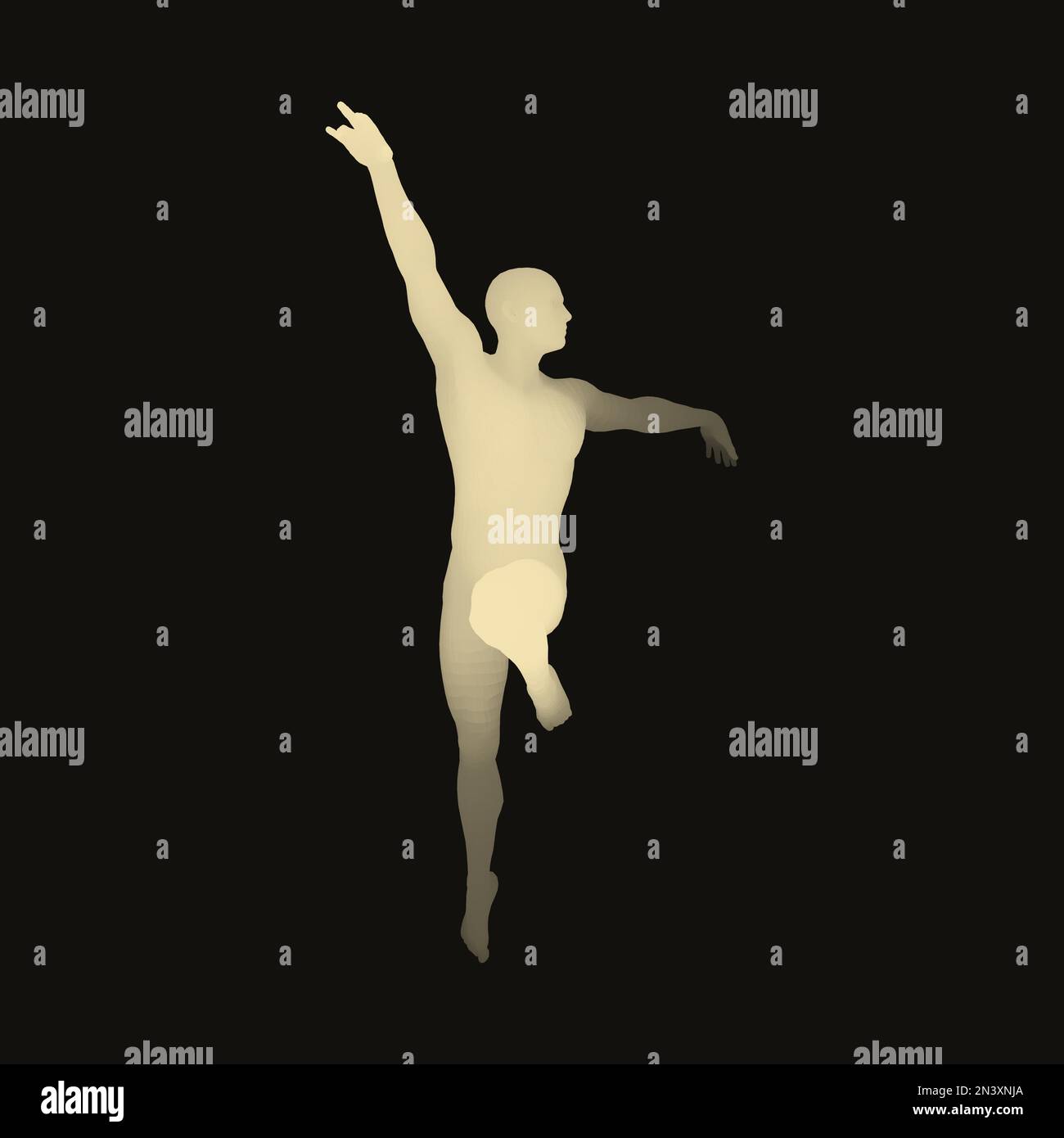 Silhouette di un ballerino da ballo. Modello 3D dell'uomo. Corpo umano. Simbolo sport. Elemento di progettazione. Illustrazione vettoriale. Illustrazione Vettoriale