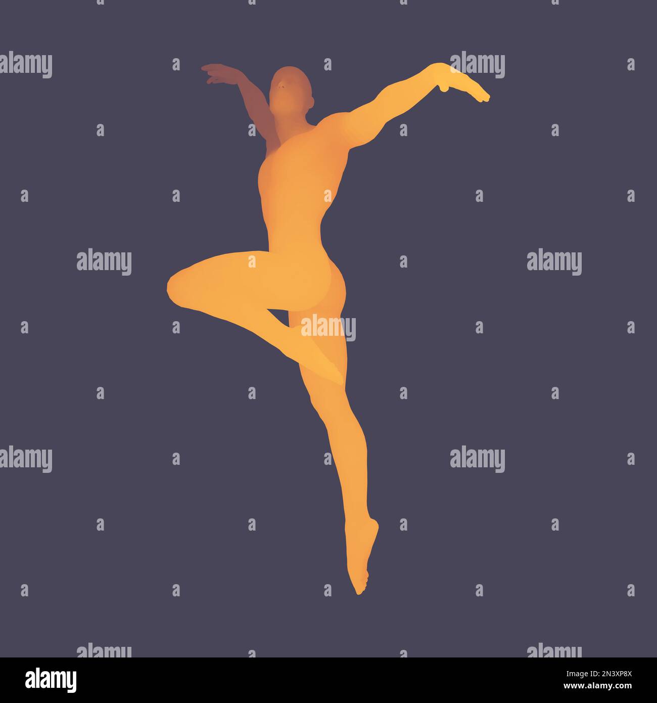 Silhouette di un ballerino da ballo. Modello 3D dell'uomo. Corpo umano. Simbolo sport. Elemento di progettazione. Illustrazione vettoriale. Illustrazione Vettoriale