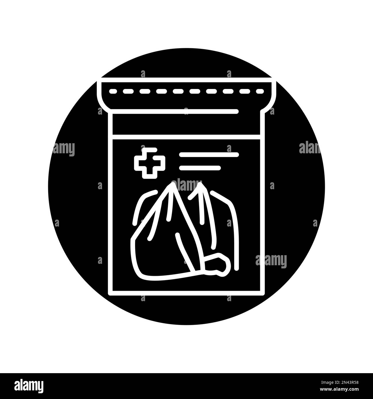 Icona a linee di colore a bendaggio triangolare. Pronto soccorso. Assistenza medica. Illustrazione Vettoriale