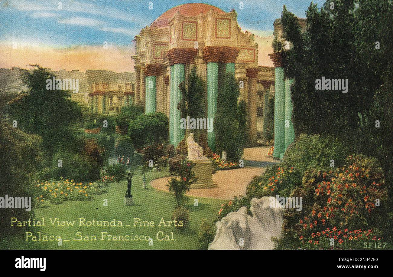 Vista parziale della Rotunda, del Palazzo delle Belle Arti, di San Francisco, della California, degli Stati Uniti, dell'esposizione internazionale di Panama-Pacifico, 1915 Foto Stock