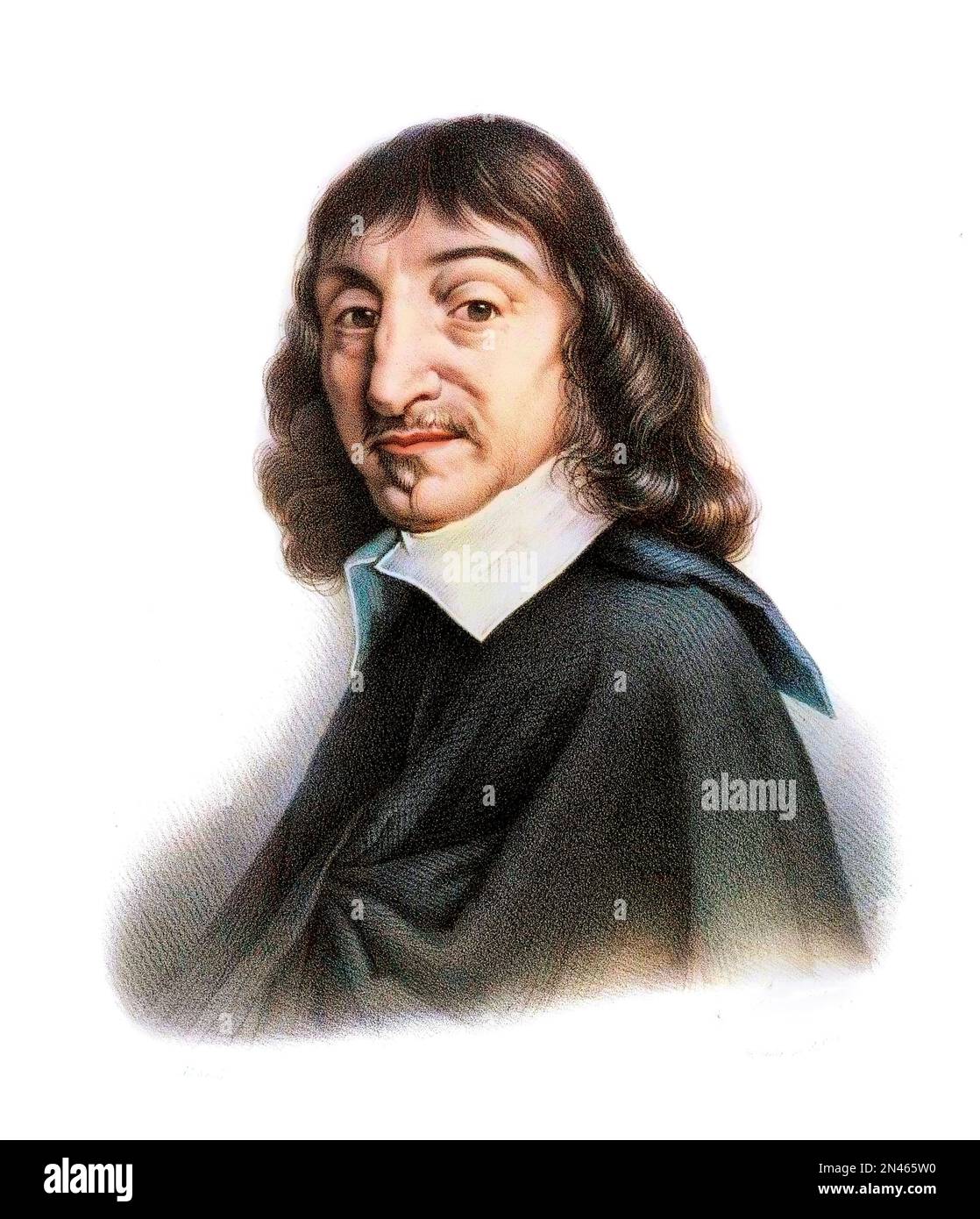 Portrait de René Descartes d'apres Charles Paulin Francis Matet Foto Stock