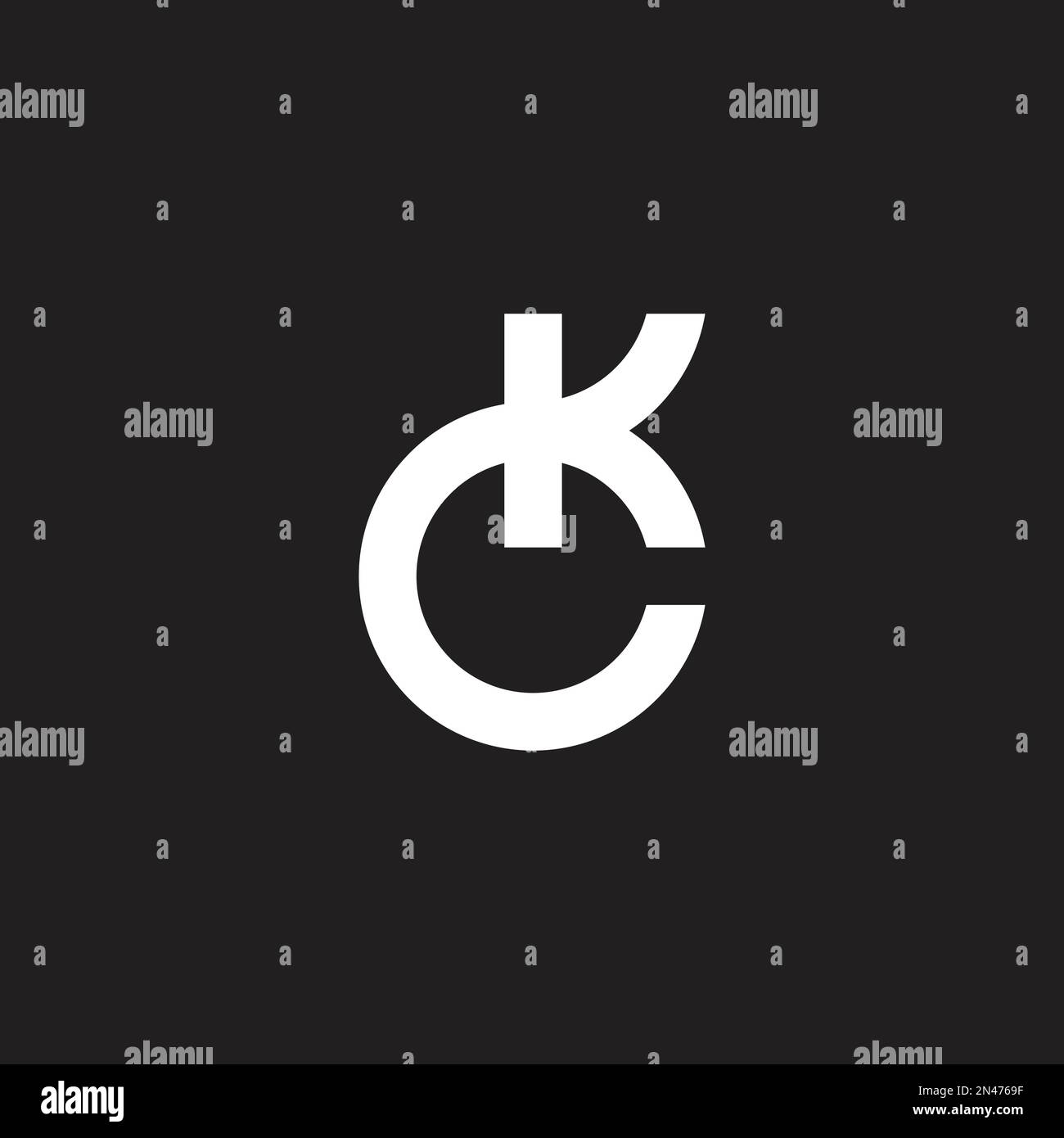 lettera kc rotondo semplice vettore di logo a riga singola Illustrazione Vettoriale
