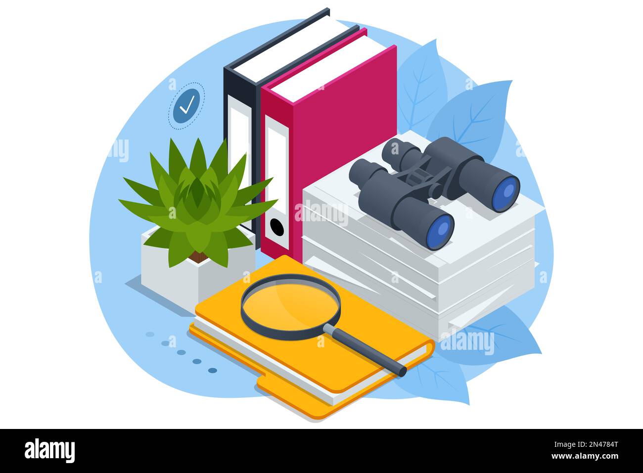 Analisi isometrica del business, analisi, ricerca, statistica strategica, pianificazione, marketing, studio degli indicatori di performance. Audit, assicurazioni Illustrazione Vettoriale