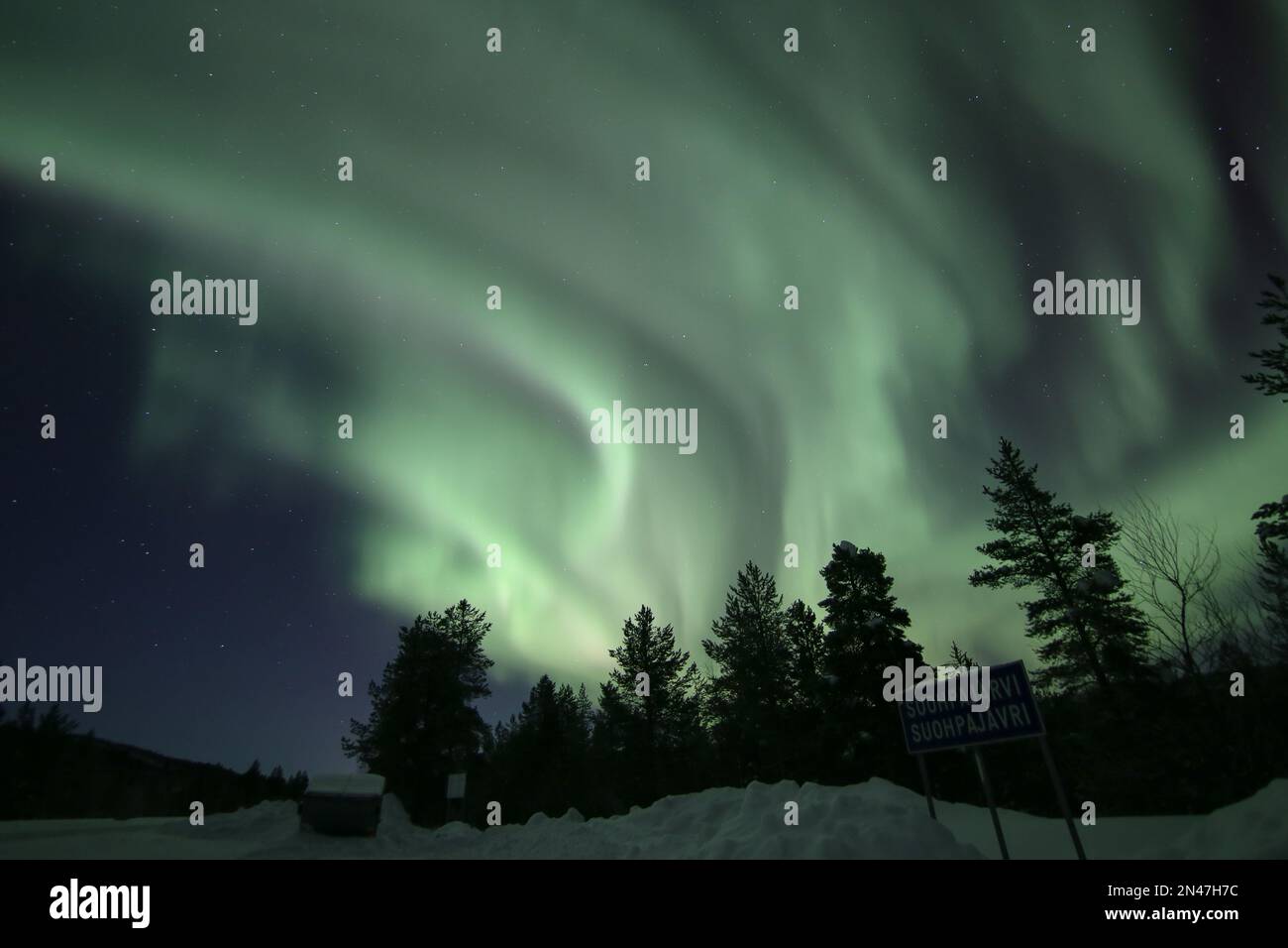 Aurora boreale nell'inverno nordico, Finlandia Foto Stock