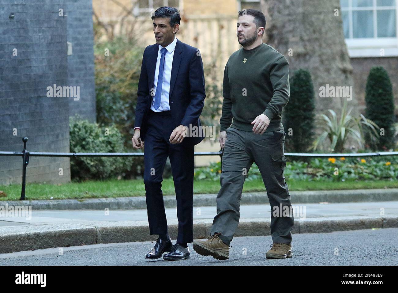 Il presidente dell'Ucraina, Volodymyr Zelenskyy, ha incontrato il primo ministro britannico Rishi Sunak MP in visita al 10 di Downing Street. Il leader ucraino si è poi rivolto ai membri del parlamento. Foto Stock