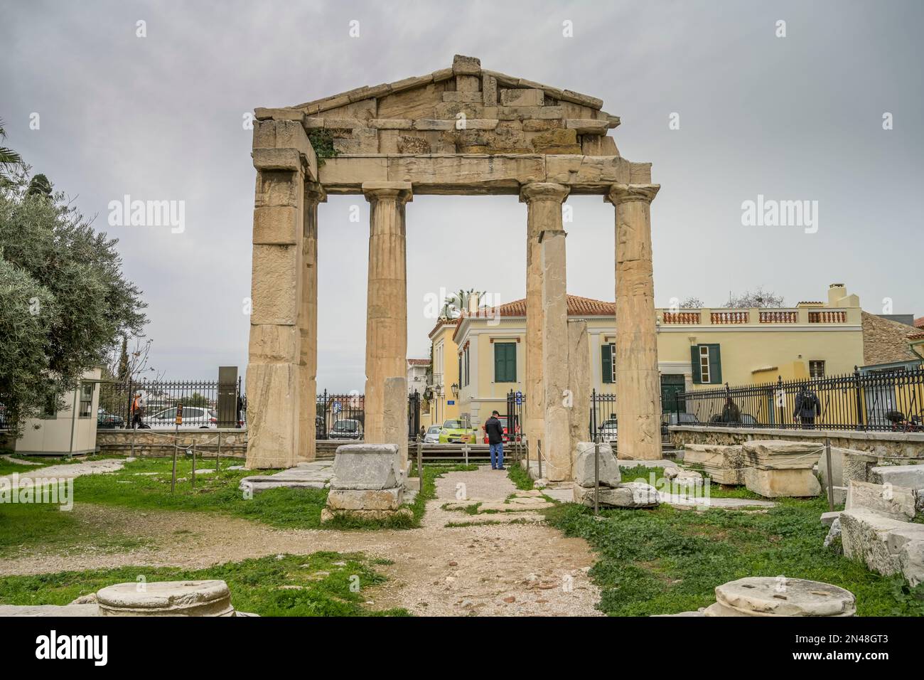 Tor der Athene Archegetes, Römische Agora, Athen, Griechenland Foto Stock