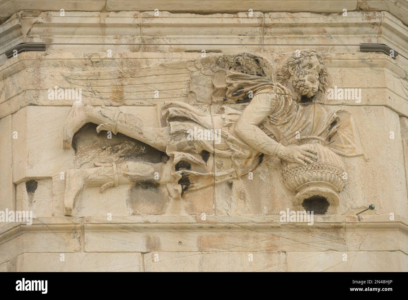 Sollievo Windgott, Turm der Winde, Römische Agora, Athen, Griechenland Foto Stock