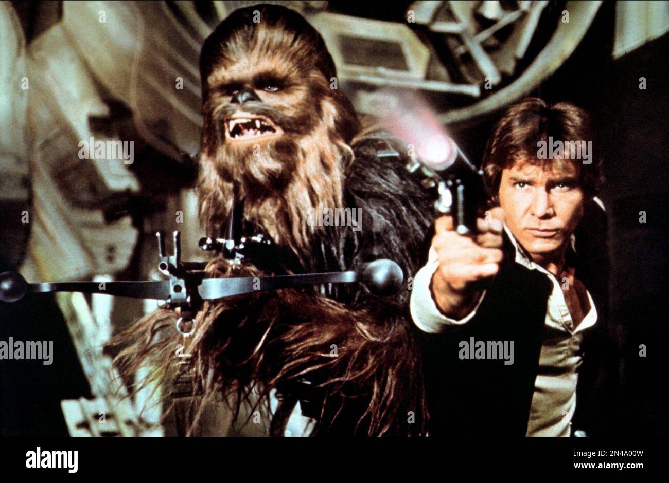 Star Wars Star Wars episodio IV : A New Hope Peter Mayhew & Harrison Ford Chewbacca & Han solo Foto Stock