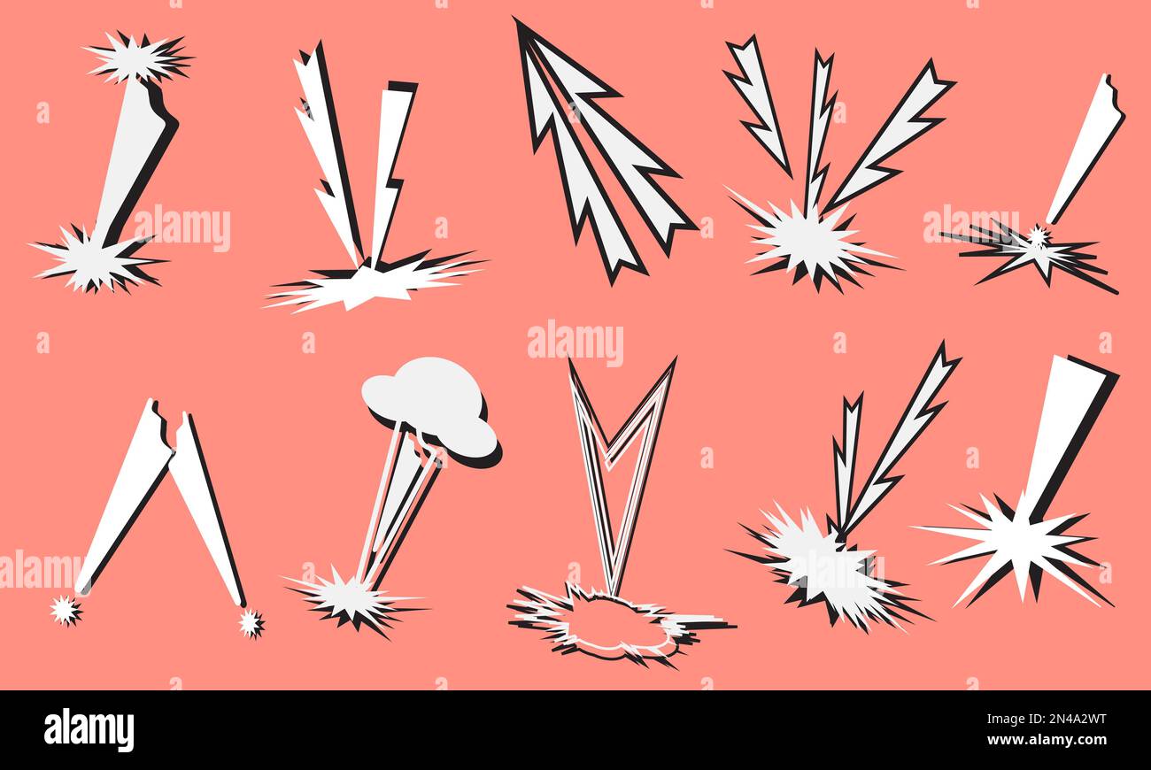 Set di tuono thunderbolt pop art fumetto voce di avviso icone elemento decorativo sfondi sito web illustrazione vettoriale Illustrazione Vettoriale