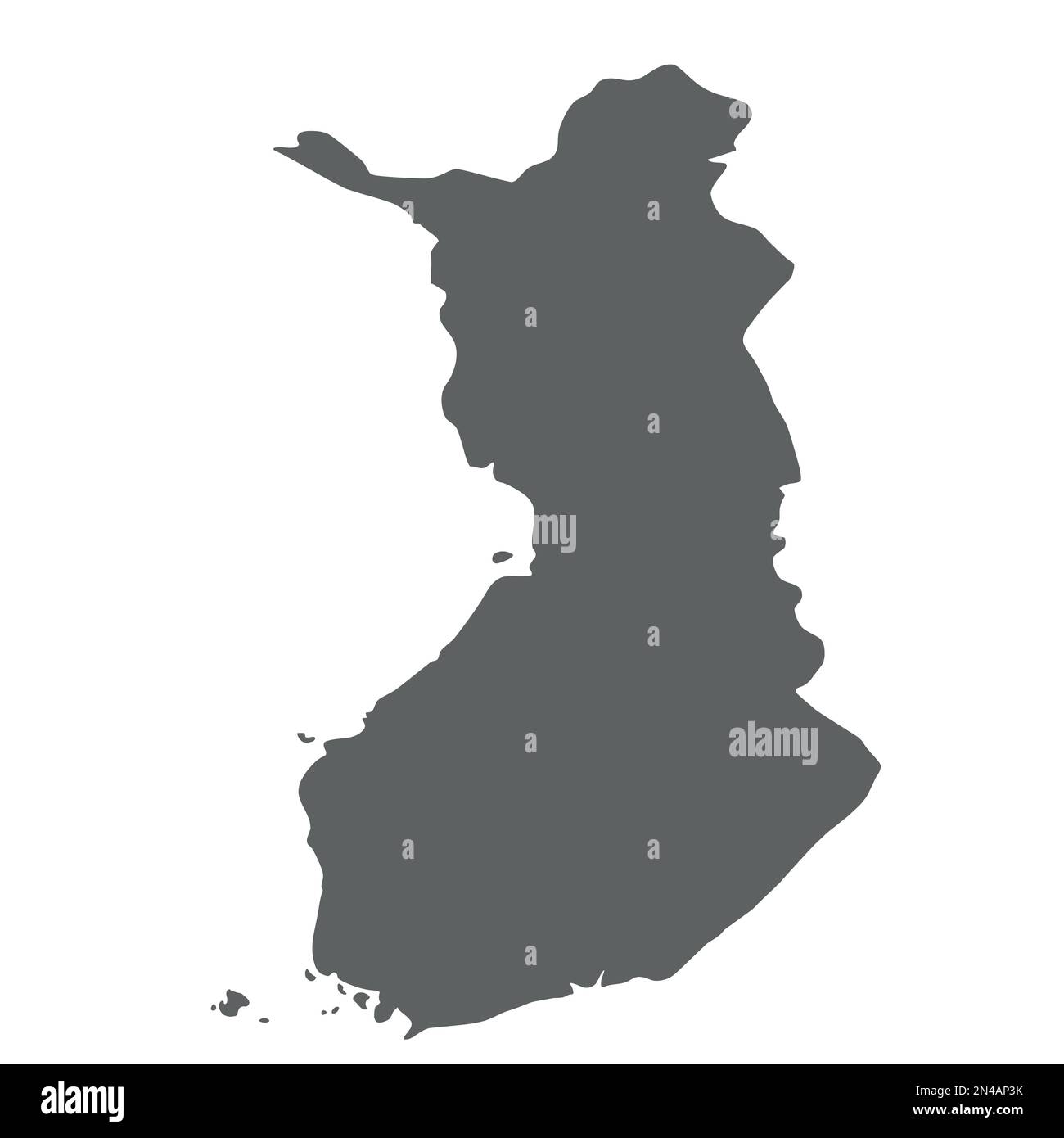 Finlandia - Mappa della silhouette grigia liscia dell'area del paese. Illustrazione semplice del vettore piatto. Illustrazione Vettoriale