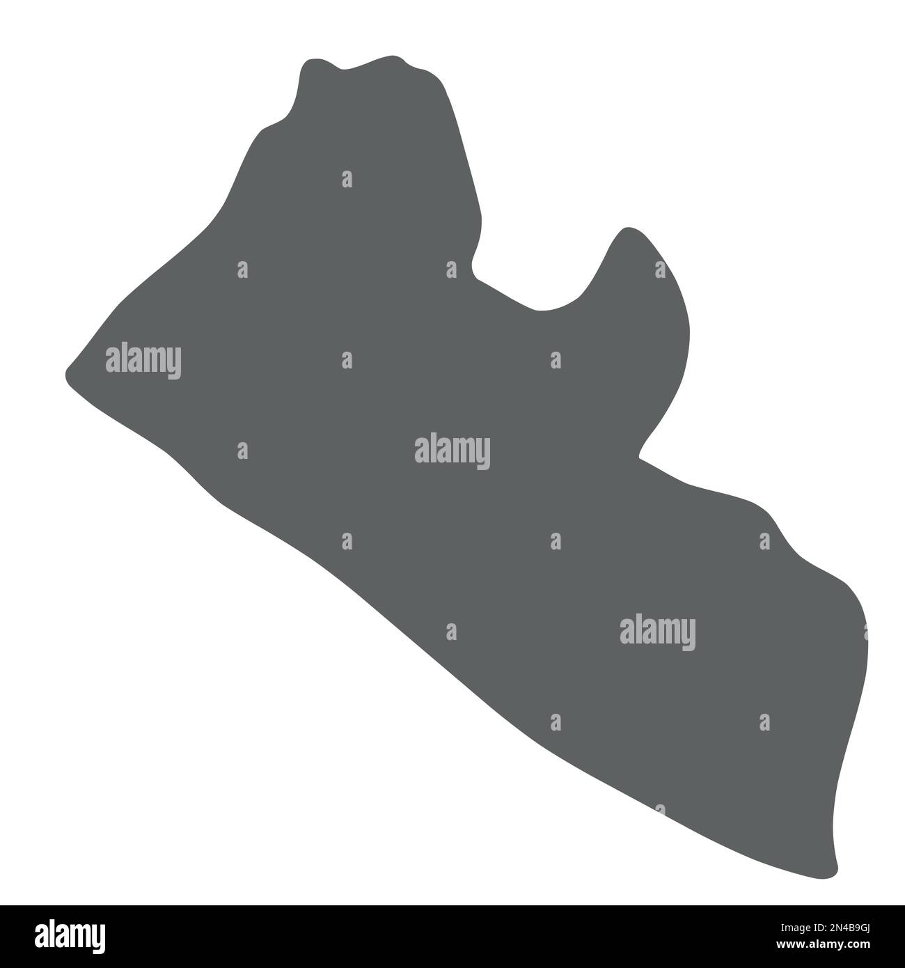 Liberia - mappa di silhouette grigio liscia della zona di campagna. Illustrazione semplice del vettore piatto. Illustrazione Vettoriale