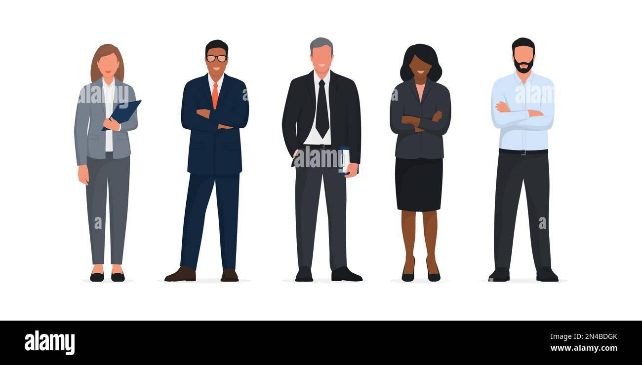 Team aziendale in piedi insieme, carriera e concetto di gestione Illustrazione Vettoriale