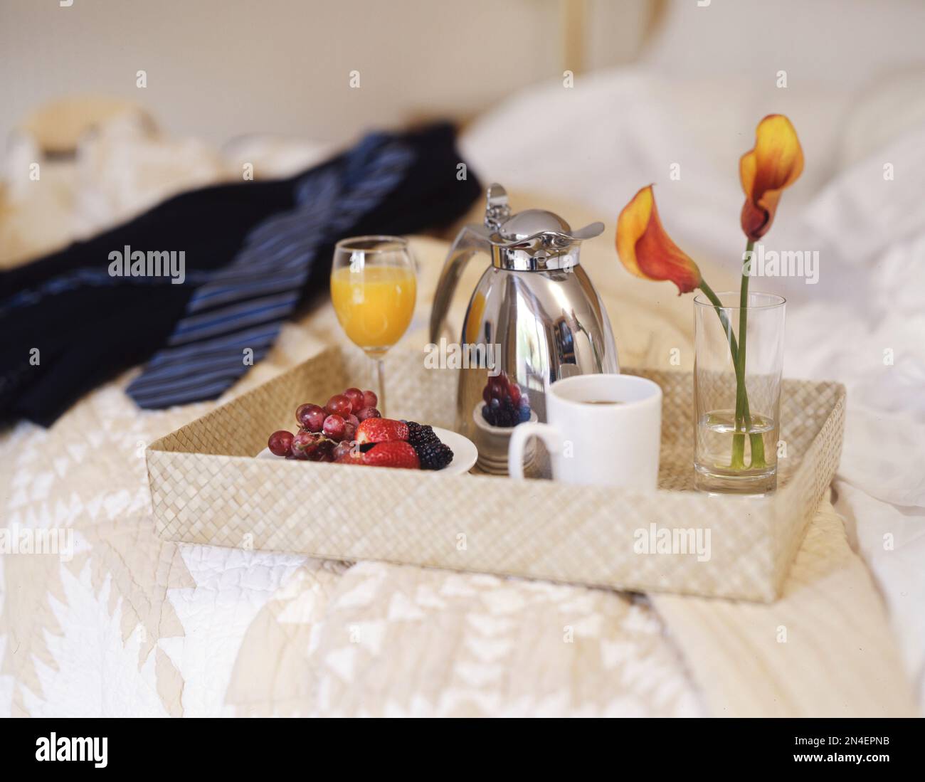 Prima colazione in Hotel Bed Foto Stock