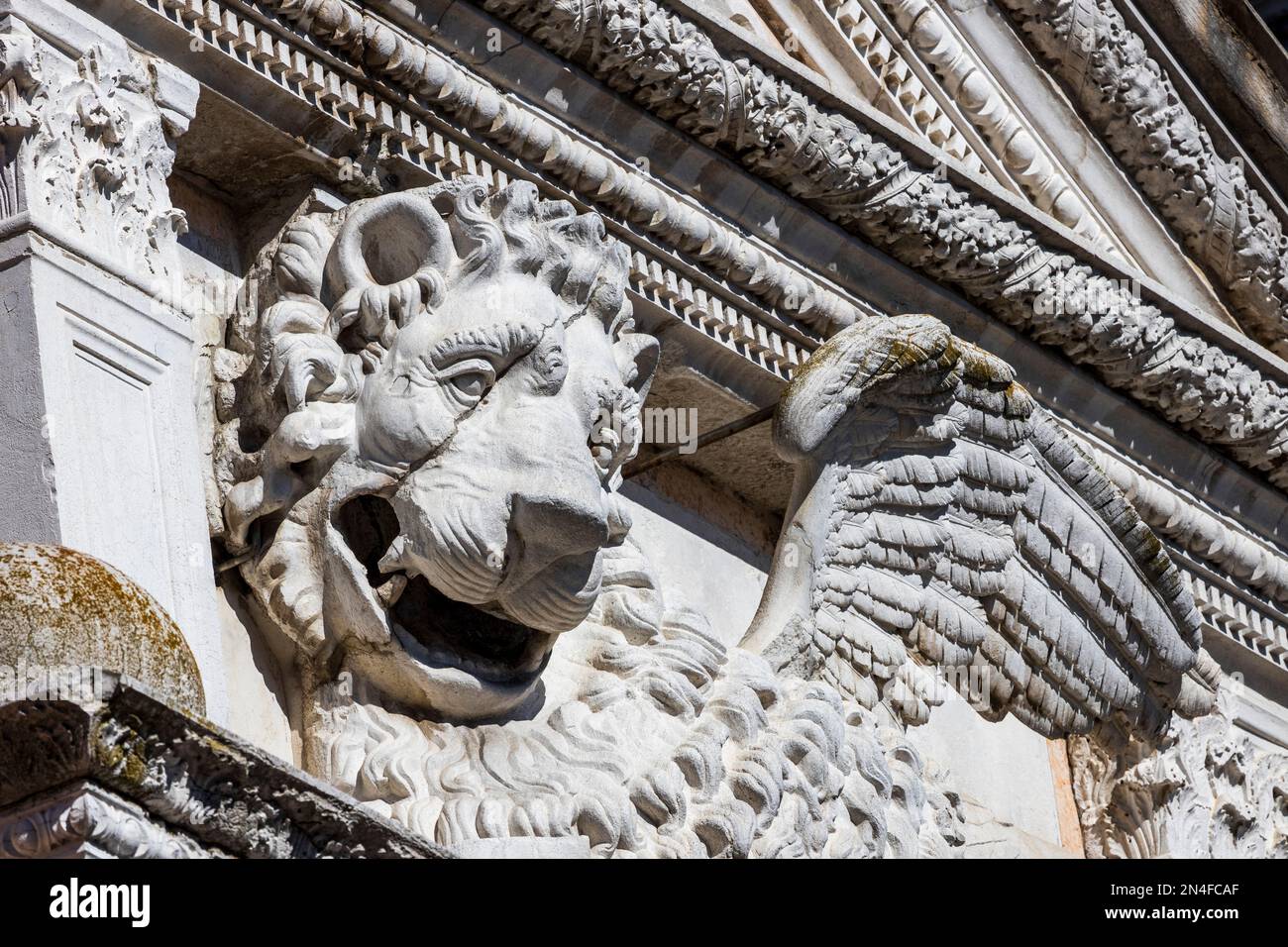 Leone di San Marco, leone alare, scultura, Venezia, Veneto, Italia, Europa Foto Stock