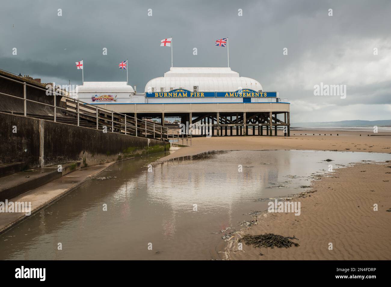 Il molo sul mare a Burnham-on-Sea, Somerset, Inghilterra Foto Stock