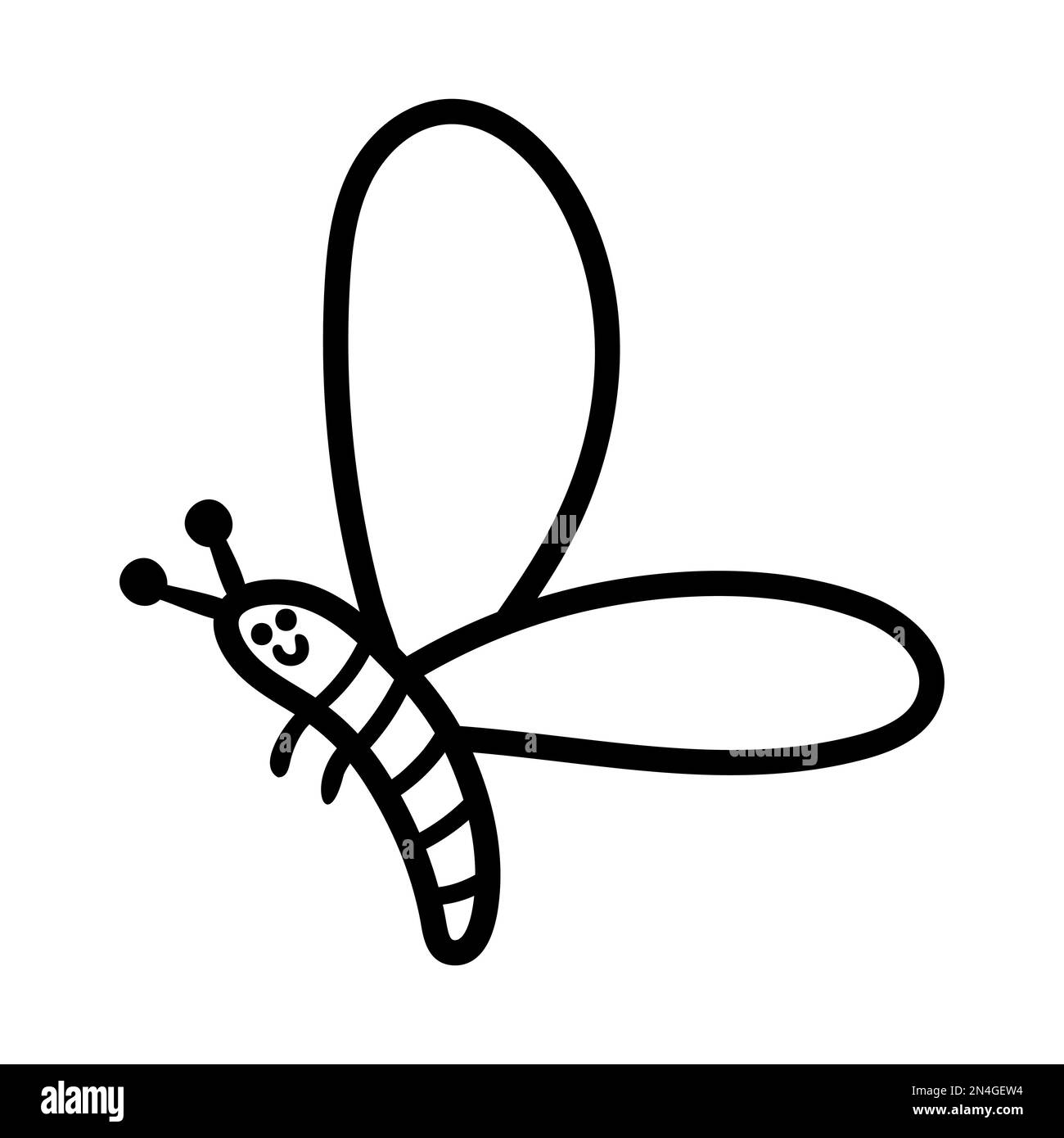 Vettore nero e bianco di insetti volanti. Icona divertente della linea del mosca del bosco. Illustrazione di contorno di insetto della foresta carino Illustrazione Vettoriale
