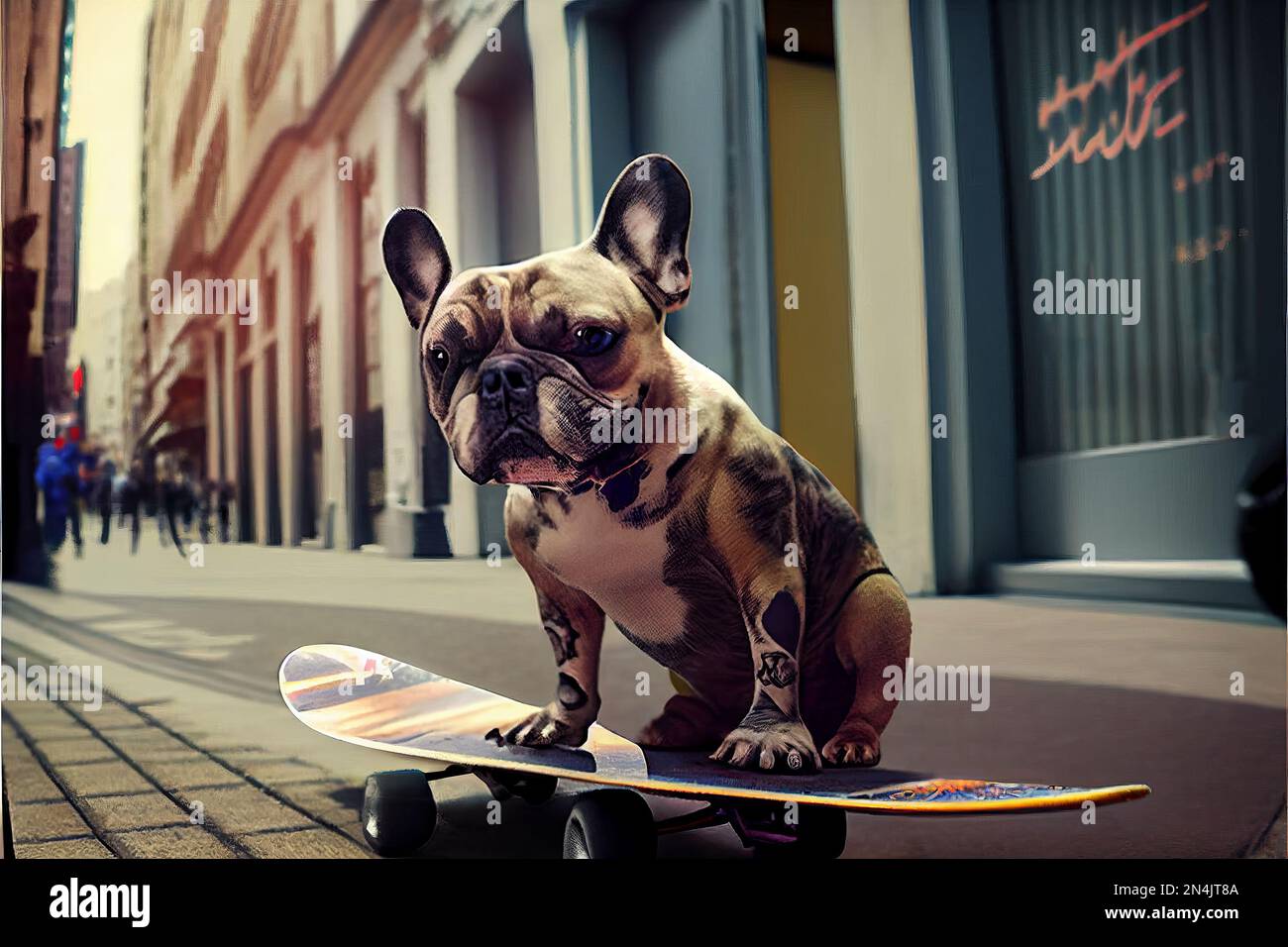 Spotted bulldog francese stand sullo skateboard sulla strada Foto stock -  Alamy