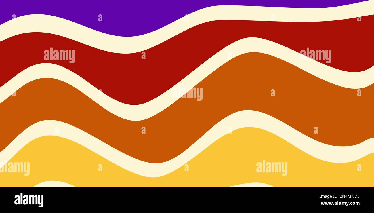 Retro 70s, colorato invito a festa groovy, poster. Illustrazione astratta vintage. Hippster psichedelico astratto sfondo. Illustrazione Vettoriale