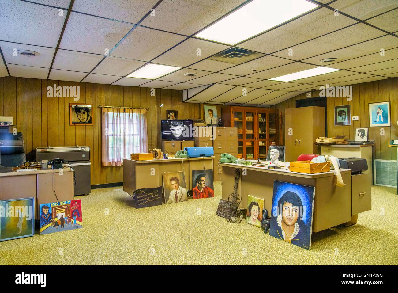 Vernon Presley’s Office e Graceland, la casa di Elvis Presley a Memphis, Tennessee. Foto Stock