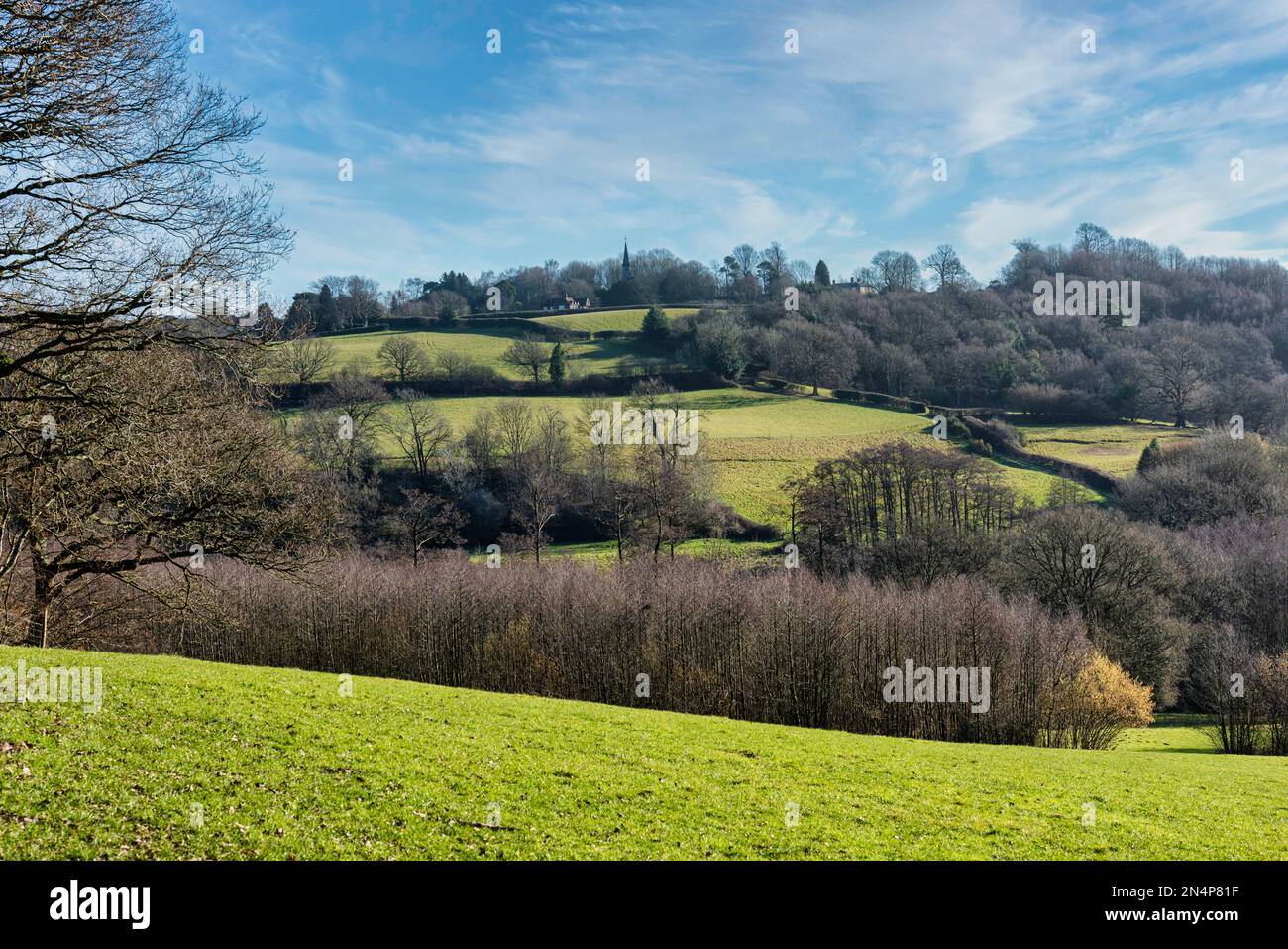 Vista di IDE Hill e la sua chiesa vicino Sevenoaks nel Kent, Inghilterra Foto Stock