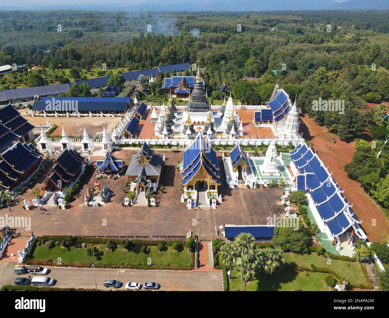 Una vista aerea di Wat Ban Den, provincia di Chiang mai, Thailandia Foto Stock