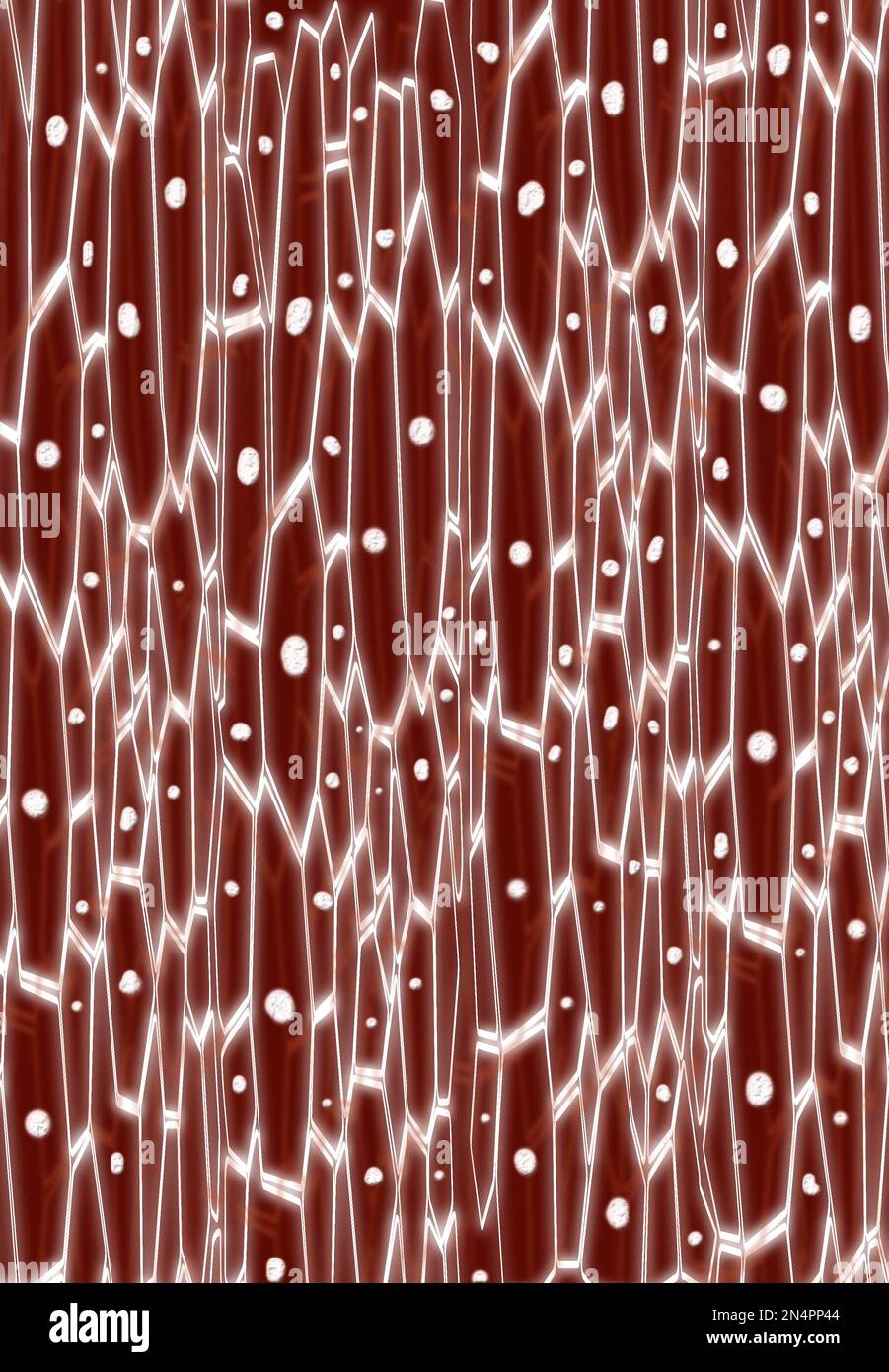 Vista in primo piano del sangue al microscopio. Illustrazione Foto Stock