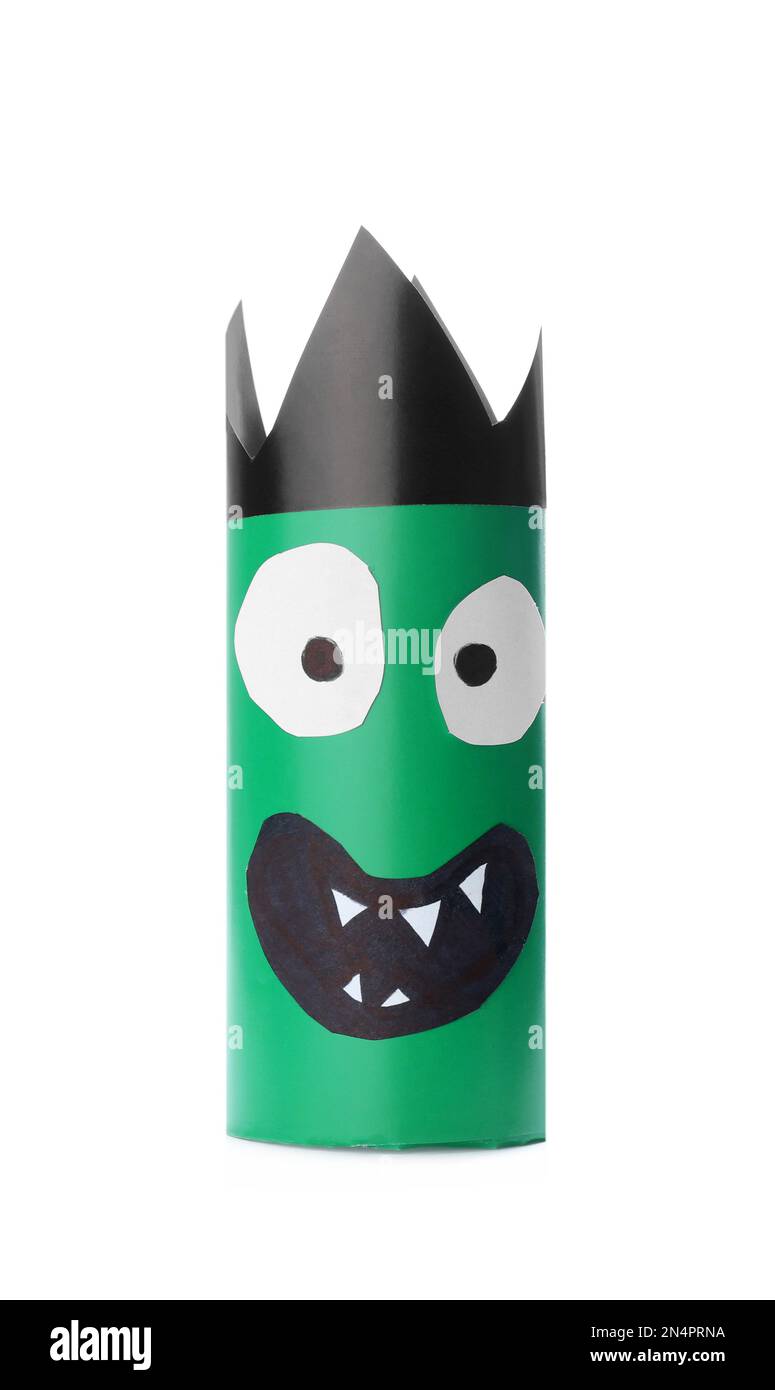 Divertente mostro verde isolato su bianco. Decorazione di Halloween Foto Stock