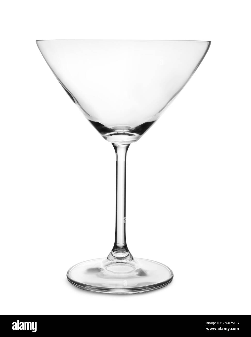 Pulire il vetro martini vuoto su sfondo bianco Foto Stock