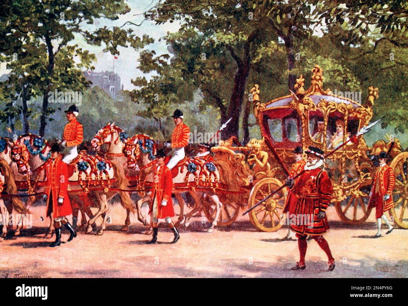 The Coronation Coach - Londra, Inghilterra, circa 1900 Foto Stock