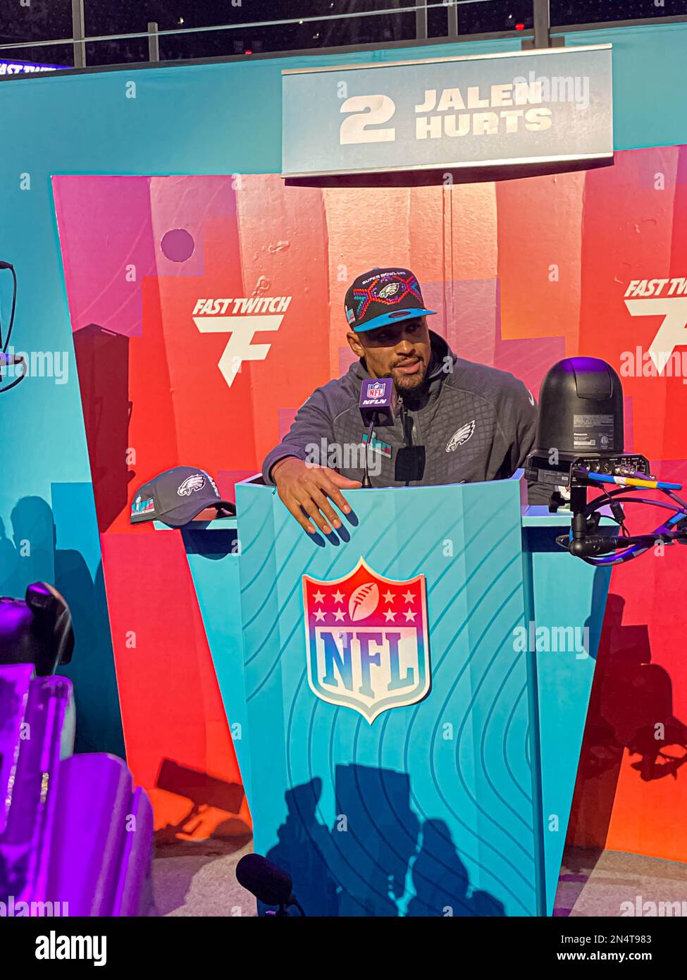Super Bowl Opening Night presentato da Fast Twitch è il calcio d'inizio nazionale per Super Bowl LVII. Foto Stock