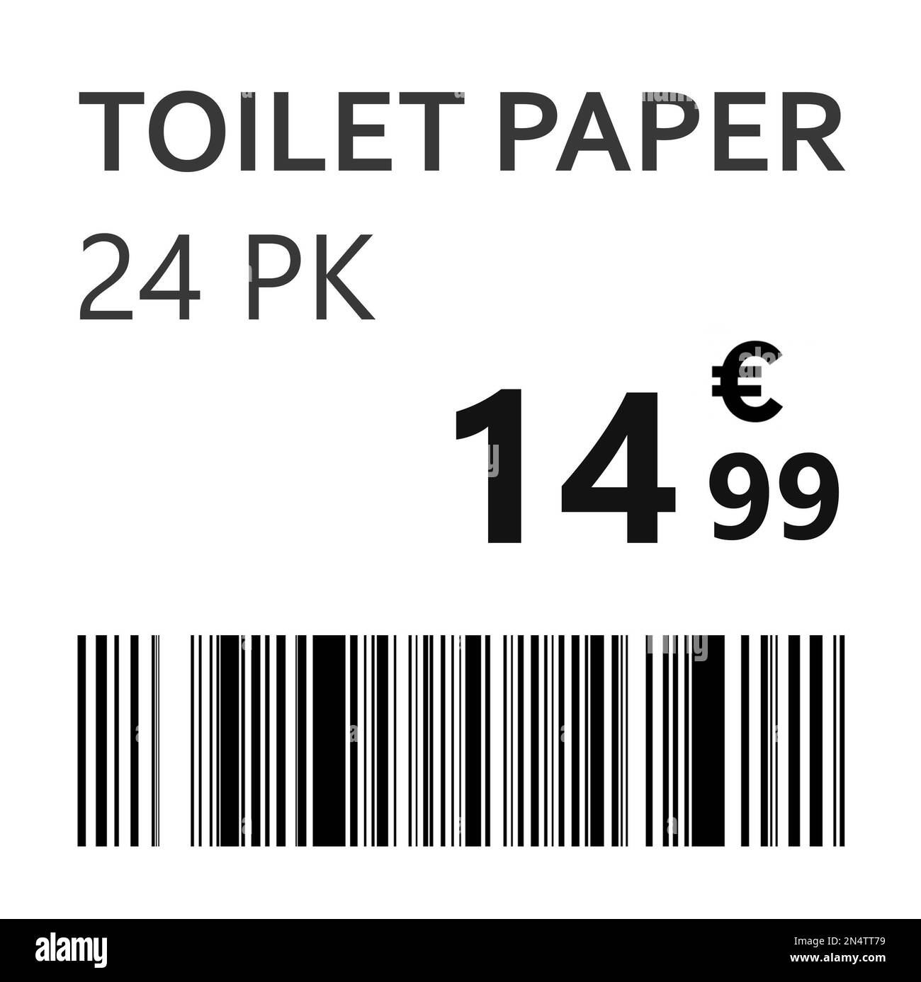 Cartellino del prezzo della carta igienica con codice a barre, illustrazione Foto Stock