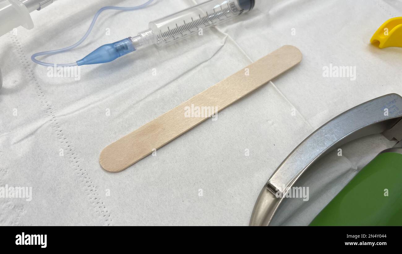 Kit per l'intubazione delle vie aeree di emergenza per anestesia dell'ospedale Foto Stock