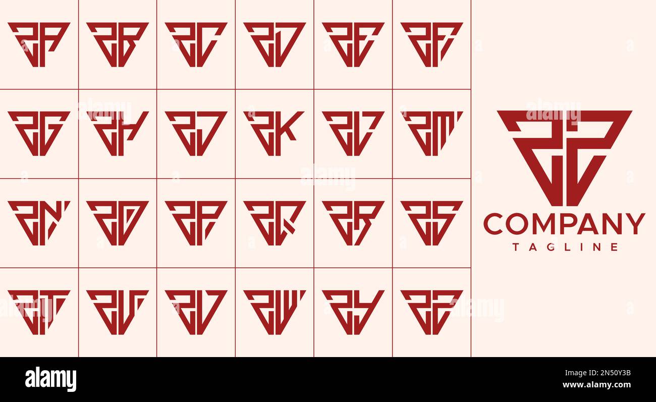 Set di linea moderna triangolare lettera Z logo design. Logo lettera iniziale Z astratto Illustrazione Vettoriale