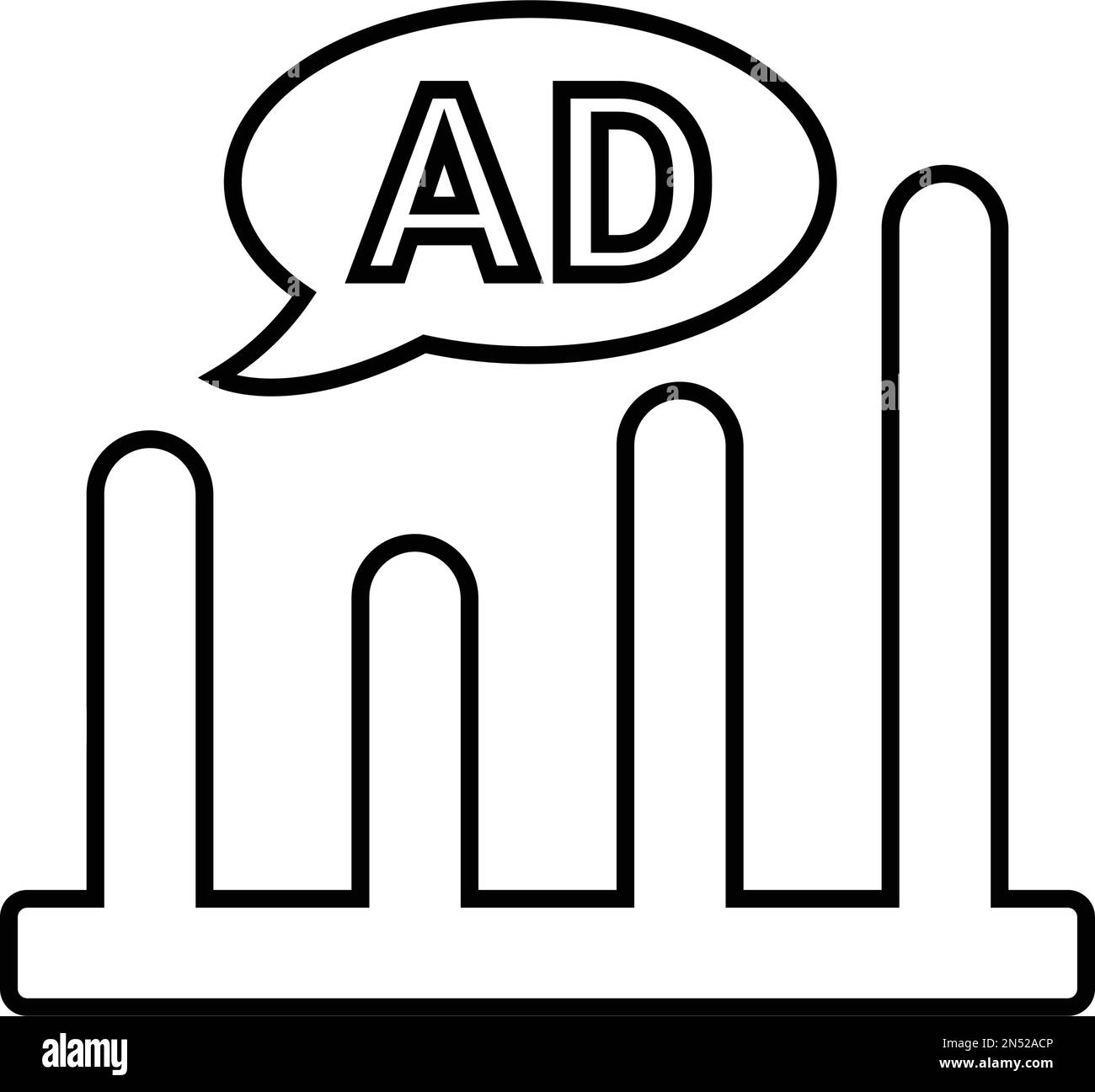 Ad, l'icona delle statistiche è isolata su sfondo bianco. Da utilizzare per la grafica e il web design o per scopi commerciali. File EPS vettoriale. Illustrazione Vettoriale