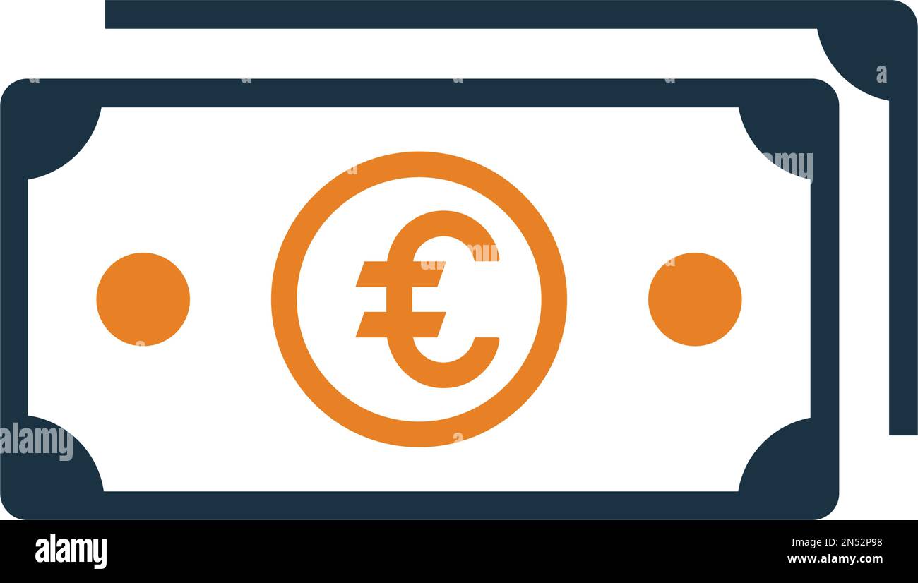 Banconote, l'icona del denaro europeo è isolata su sfondo bianco. Utilizzo per grafica e web design o scopi commerciali. File EPS vettoriale. Illustrazione Vettoriale