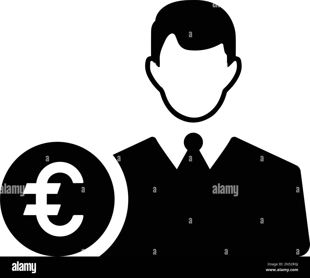 Banchiere, l'icona del finanziatore dell'euro è isolata su sfondo bianco. Utilizzo per grafica e web design o scopi commerciali. File EPS vettoriale. Illustrazione Vettoriale