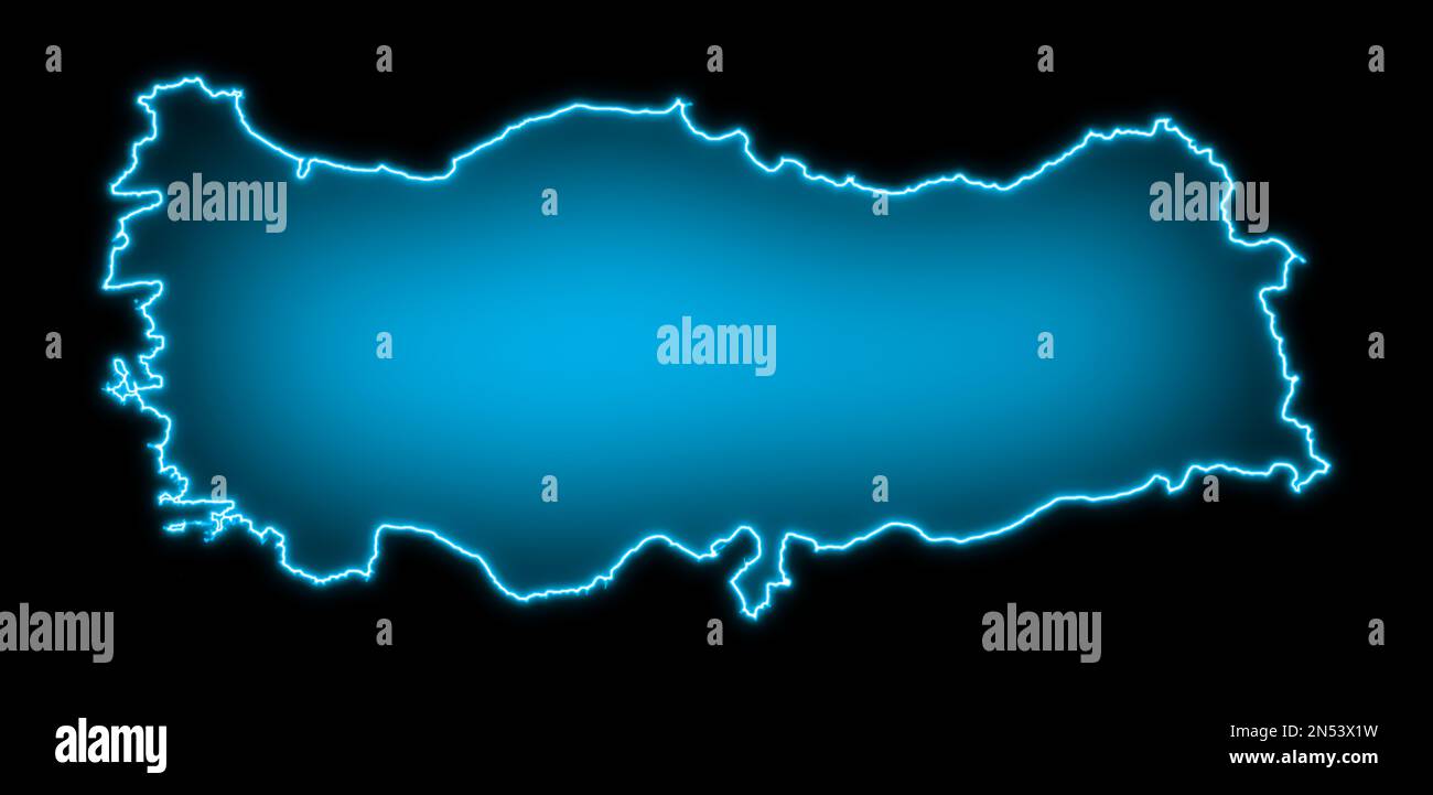 mappa della turchia blu brillante futuristico Foto Stock