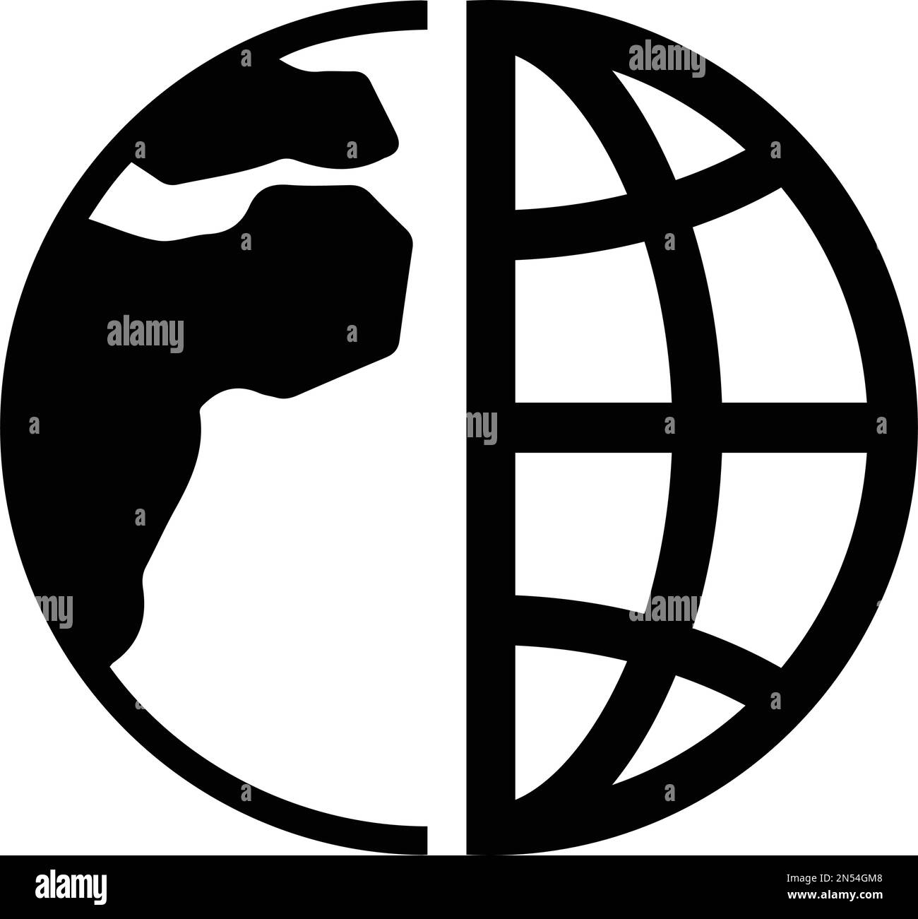 Terra, l'icona del globo è isolata su sfondo bianco. Da utilizzare per la grafica e il web design o per scopi commerciali. File EPS vettoriale. Illustrazione Vettoriale