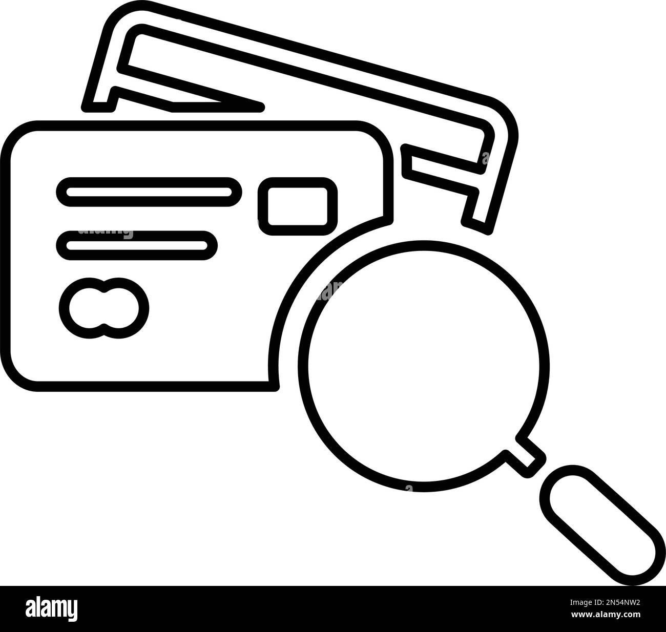 Credito, storia, finanza, pagamento, icona di ricerca. Utilizzo per scopi commerciali, supporti di stampa, Web o qualsiasi tipo di progetto. Illustrazione Vettoriale