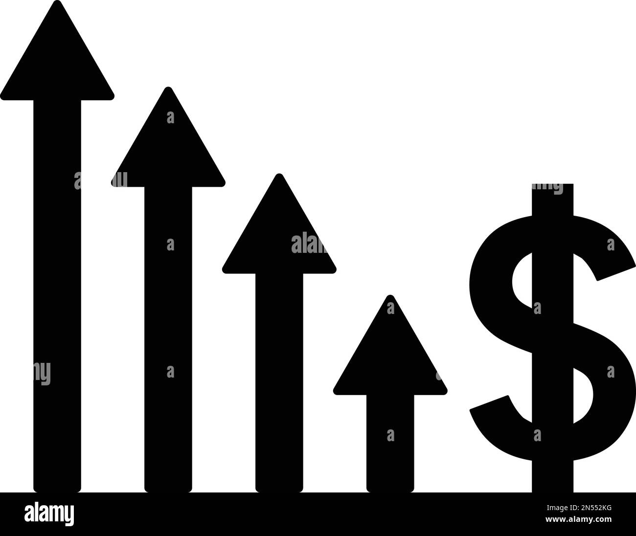L'icona della crescita, del denaro è isolata su sfondo bianco. Utilizzo per grafica e web design o scopi commerciali. File EPS vettoriale. Illustrazione Vettoriale