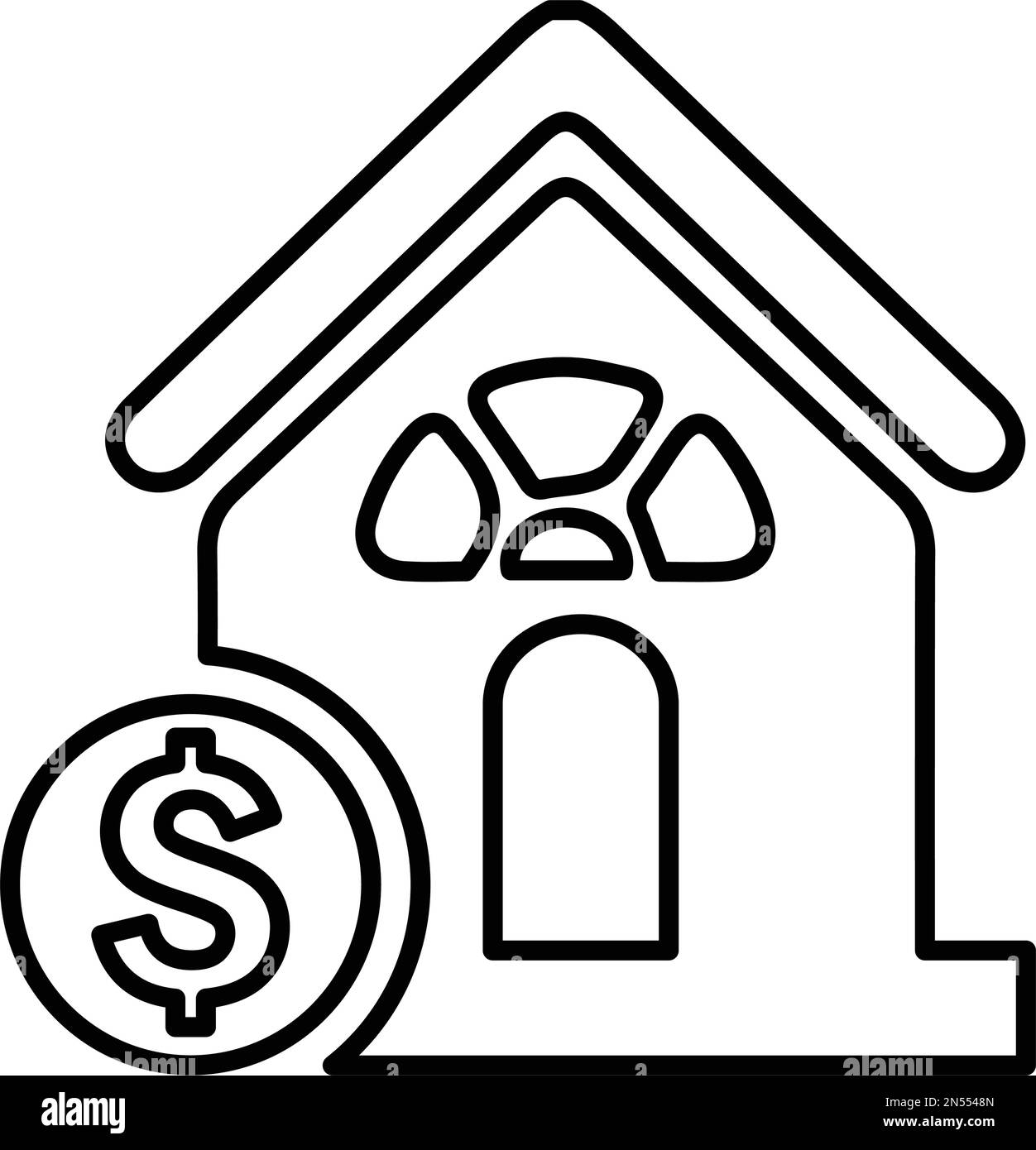 Casa, prestito, appartamento, icona di proprietà. Uso nella progettazione e sviluppo di siti web, scopi commerciali, web o qualsiasi tipo di progetto di design. Illustrazione Vettoriale